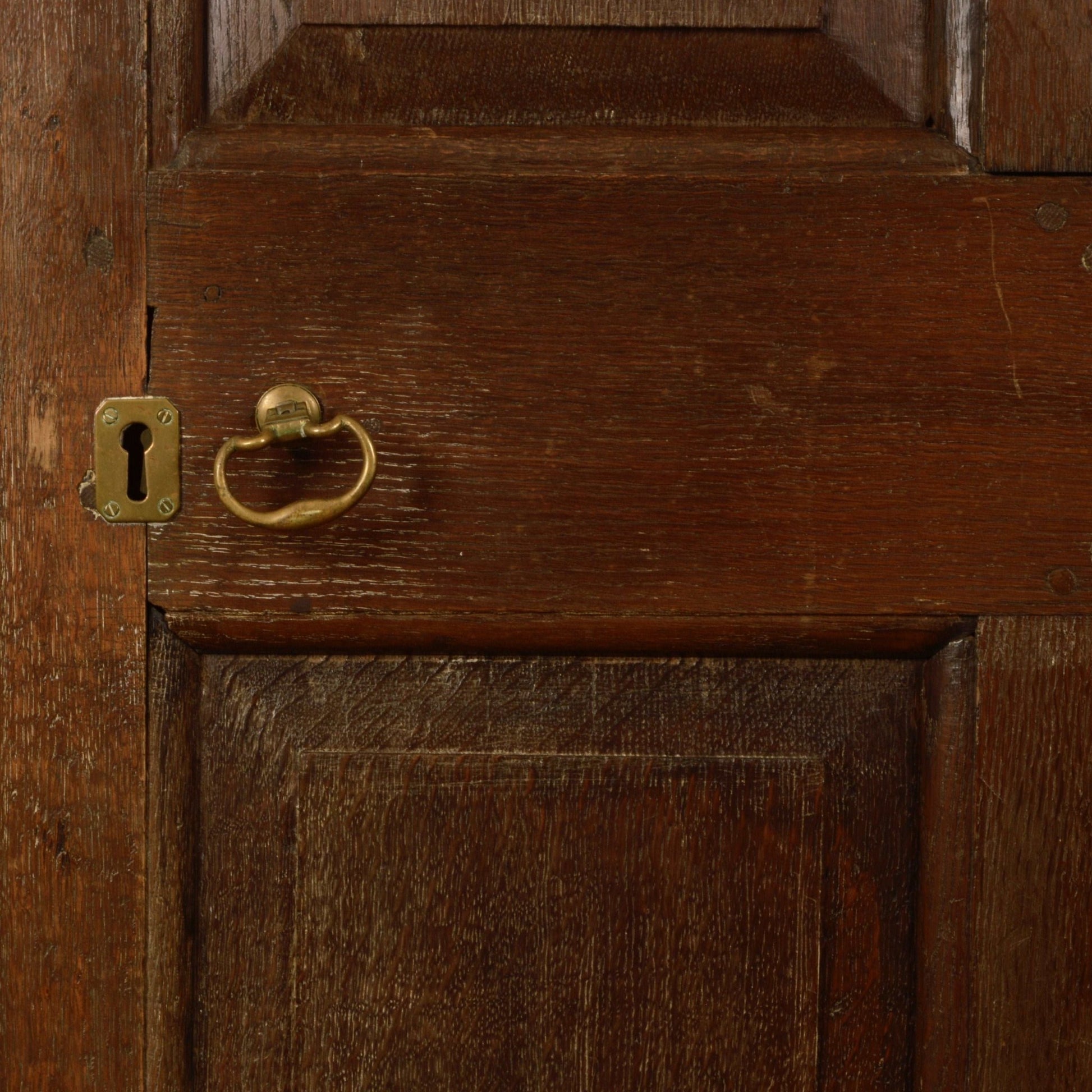 18th Century Oak Door w. Solid Brass Rim Lock - Salvage-Garden