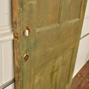 19 Century Four Panel Door with Chippy Green Paint - Salvage-Garden