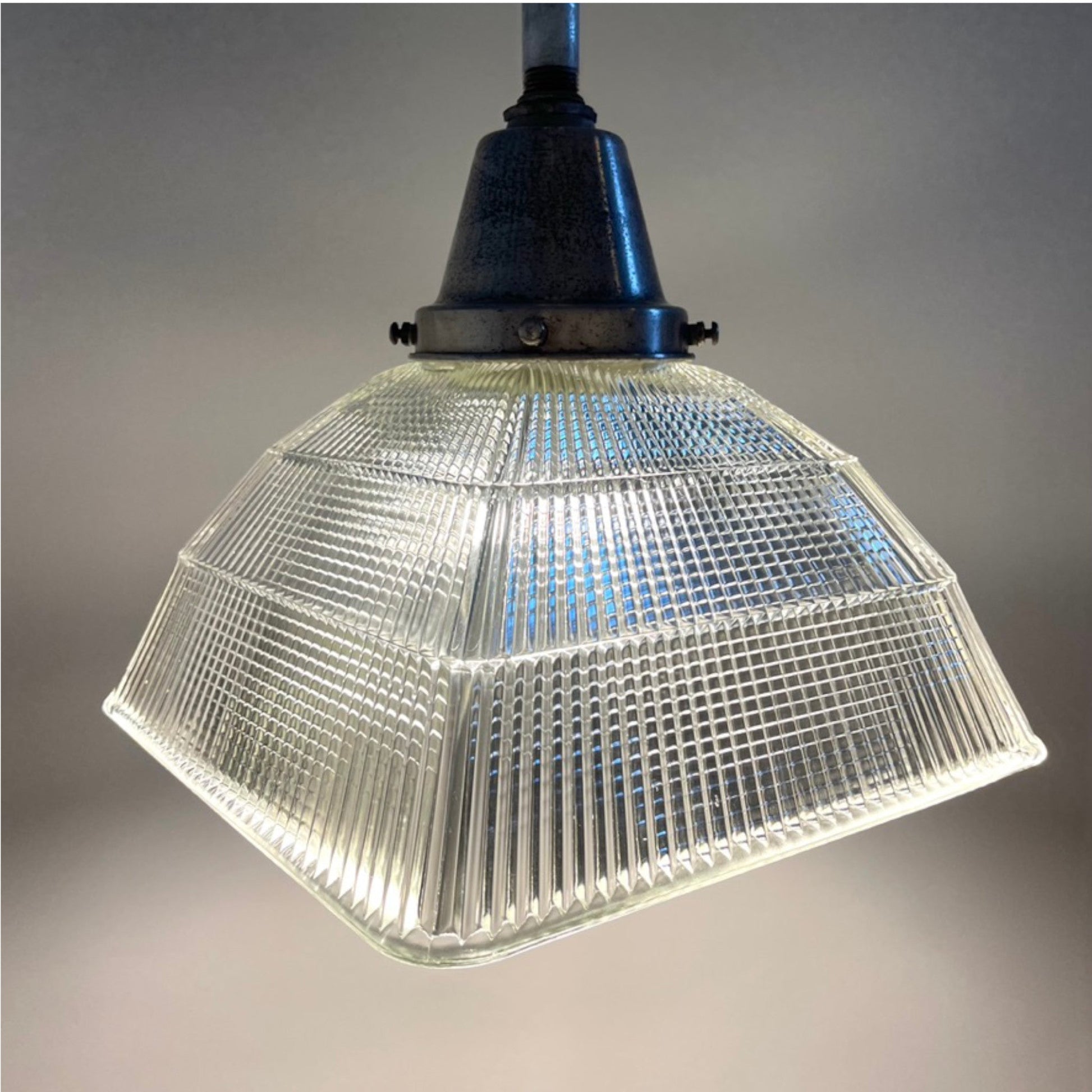 1940's Square Holophane Pendant Lights - Salvage-Garden