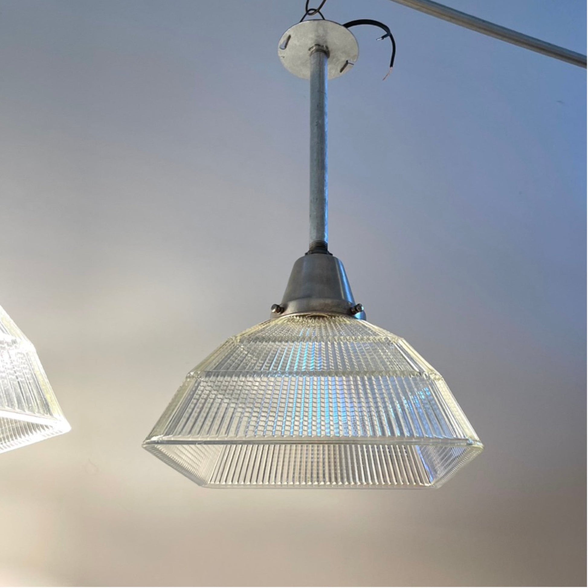 1940's Square Holophane Pendant Lights - Salvage-Garden