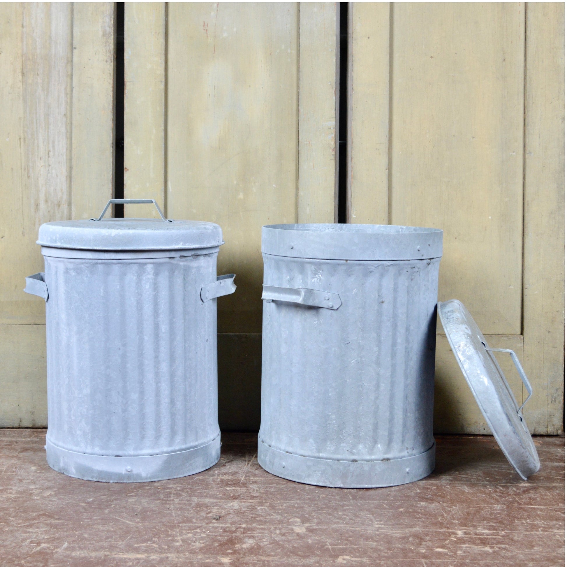1960's Heavy Duty Galvanized Containers With Lids - Salvage-Garden