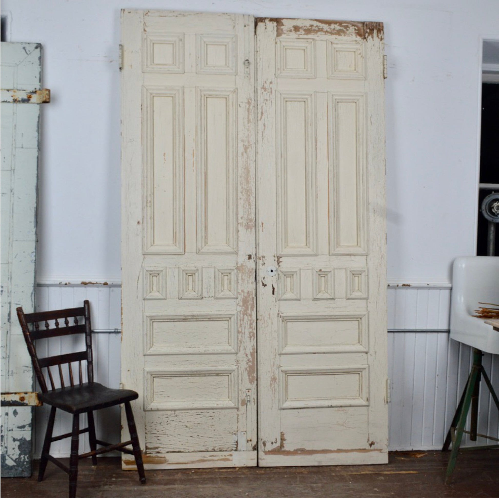 19th Century 9 Panel Entry Doors - Salvage-Garden