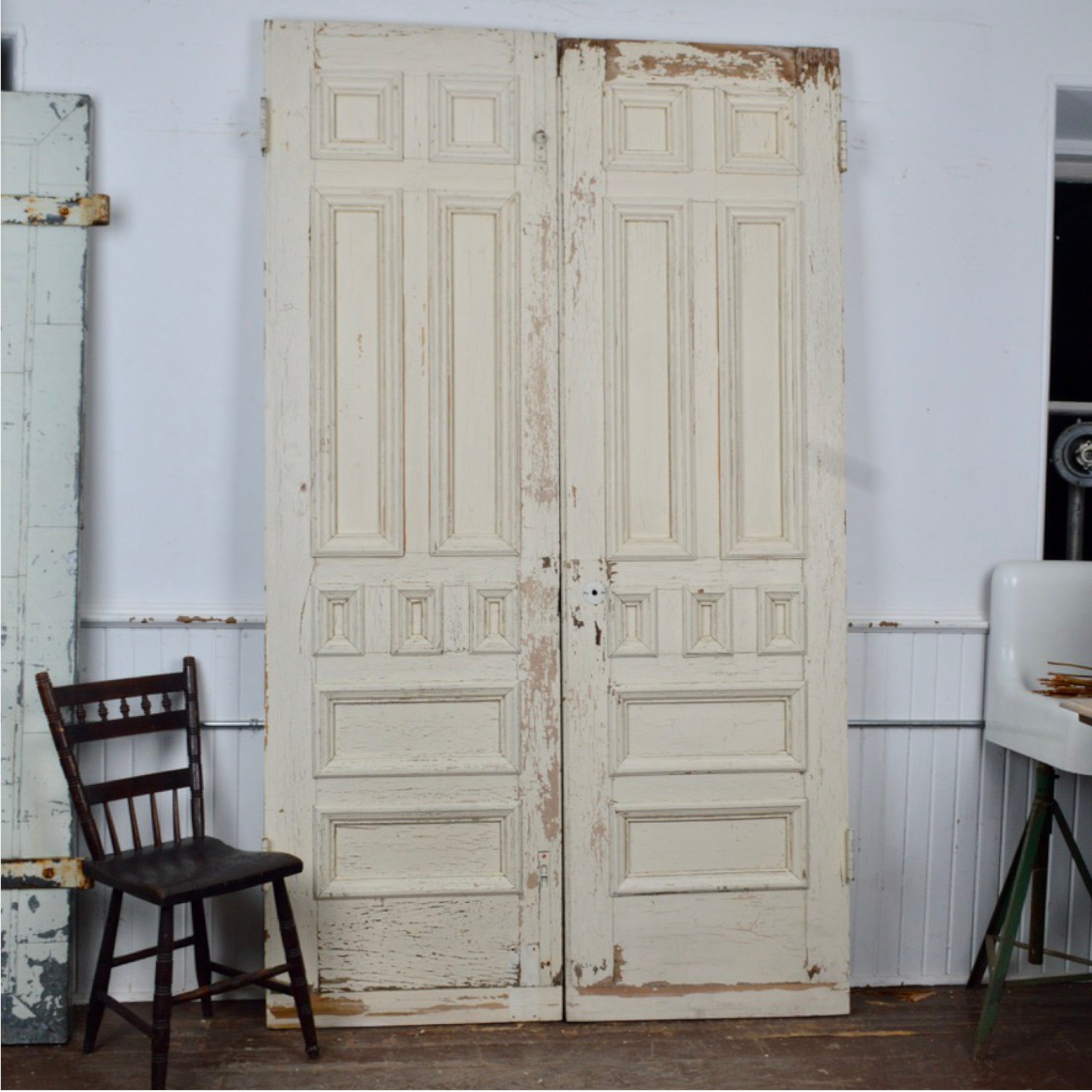 19th Century 9 Panel Entry Doors - Salvage-Garden