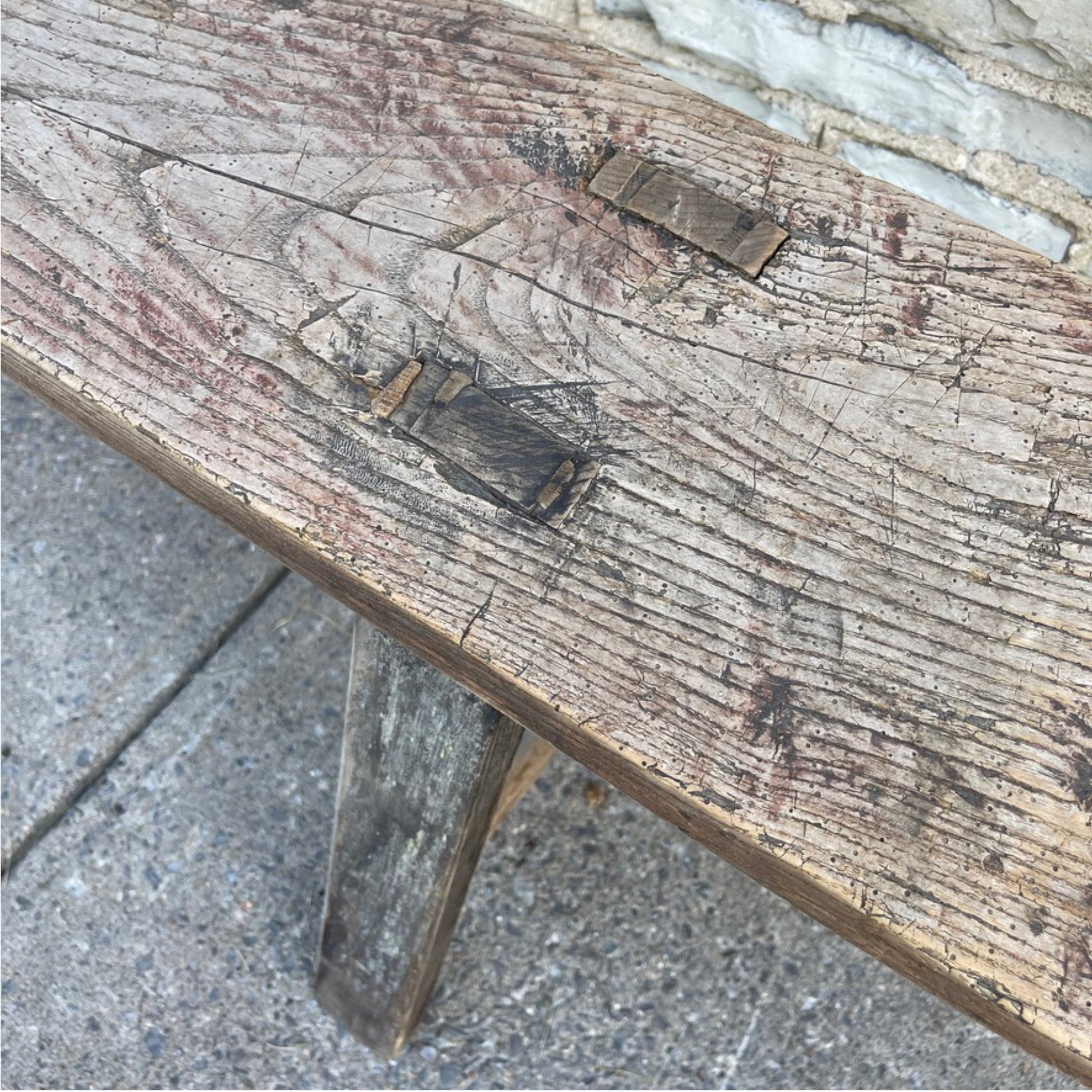 19th Century Rustic Wood Bench - Salvage-Garden