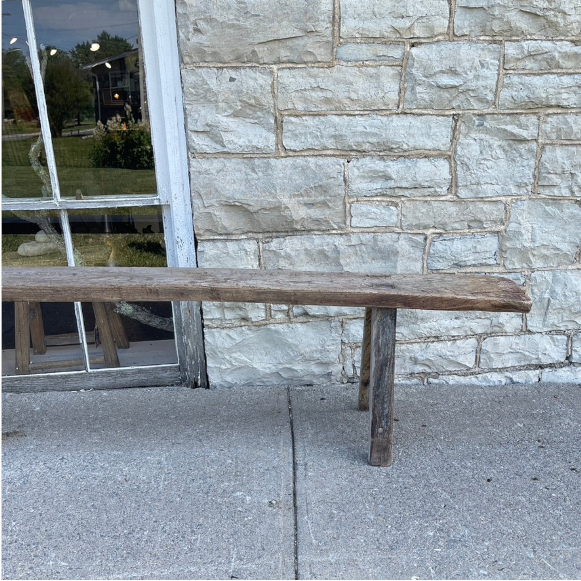 19th Century Rustic Wood Bench - Salvage-Garden