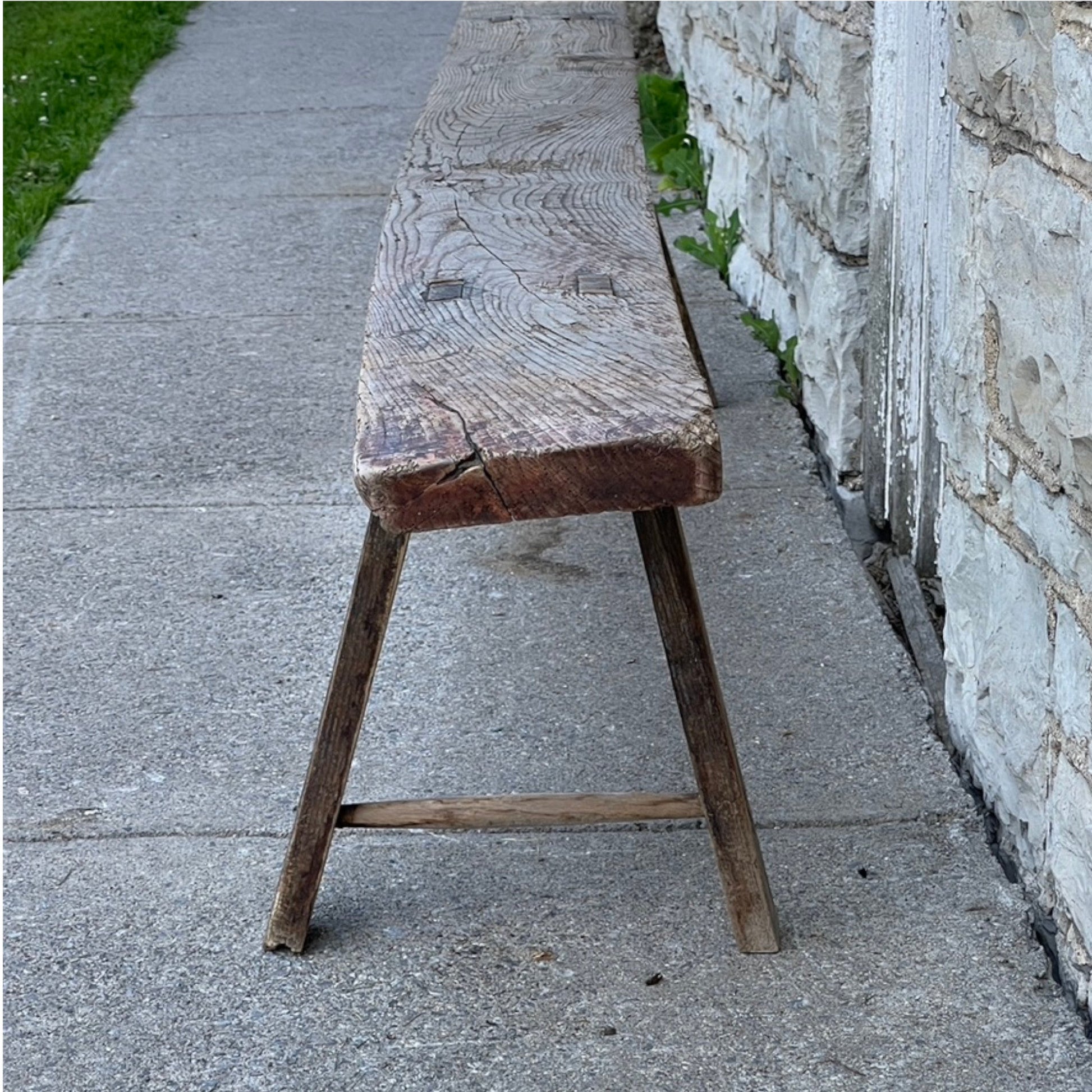 19th Century Rustic Wood Bench - Salvage-Garden
