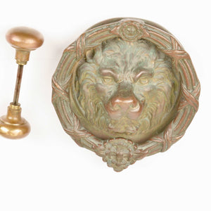 20th Century Cast Brass Lion's Head Door Knocker - Salvage-Garden