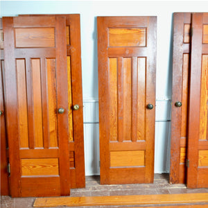 5 Panel Douglas Fir Closet Doors c. 1903 - Salvage-Garden