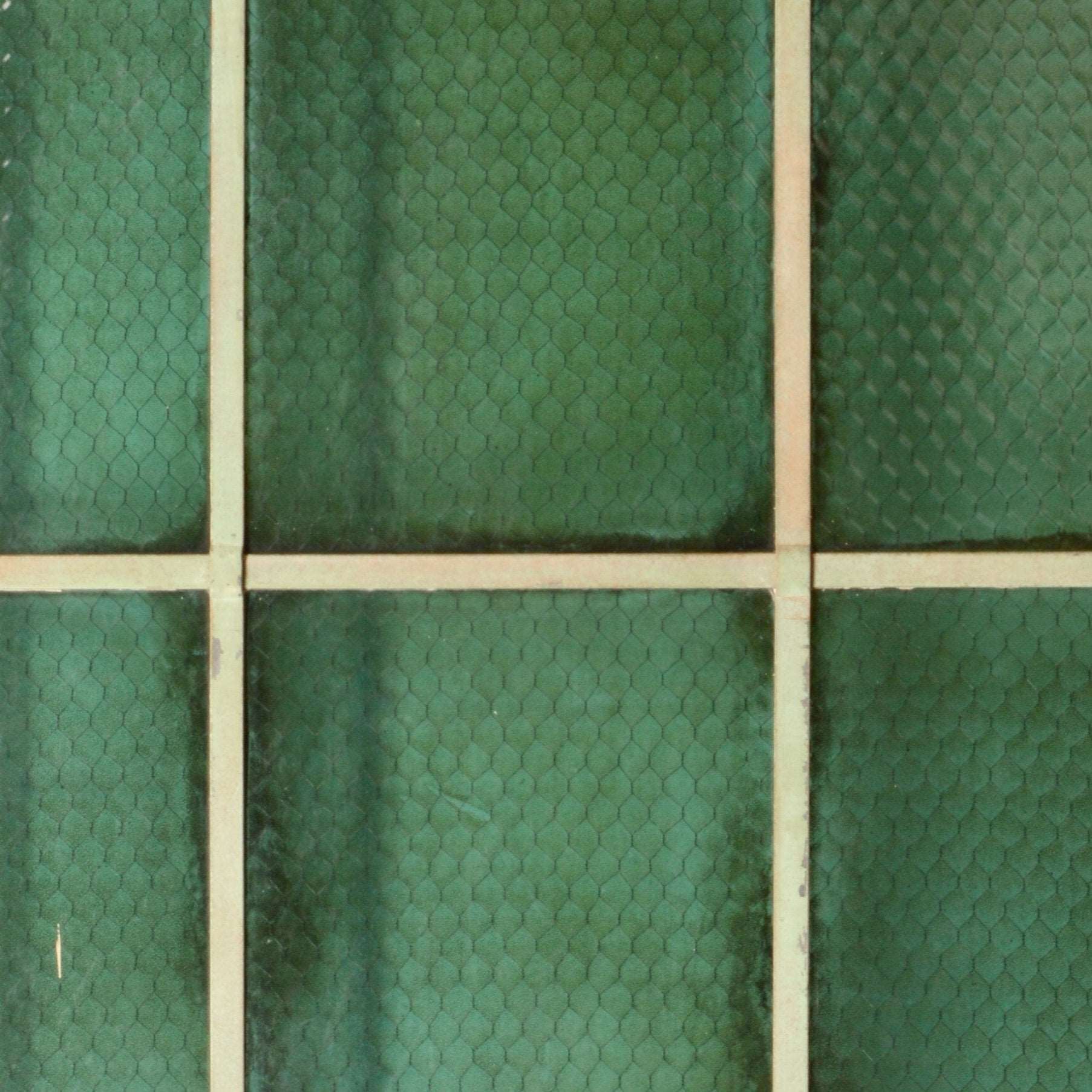 6 Lite Factory Window With Green Chicken Wire Glass Salvage-Garden