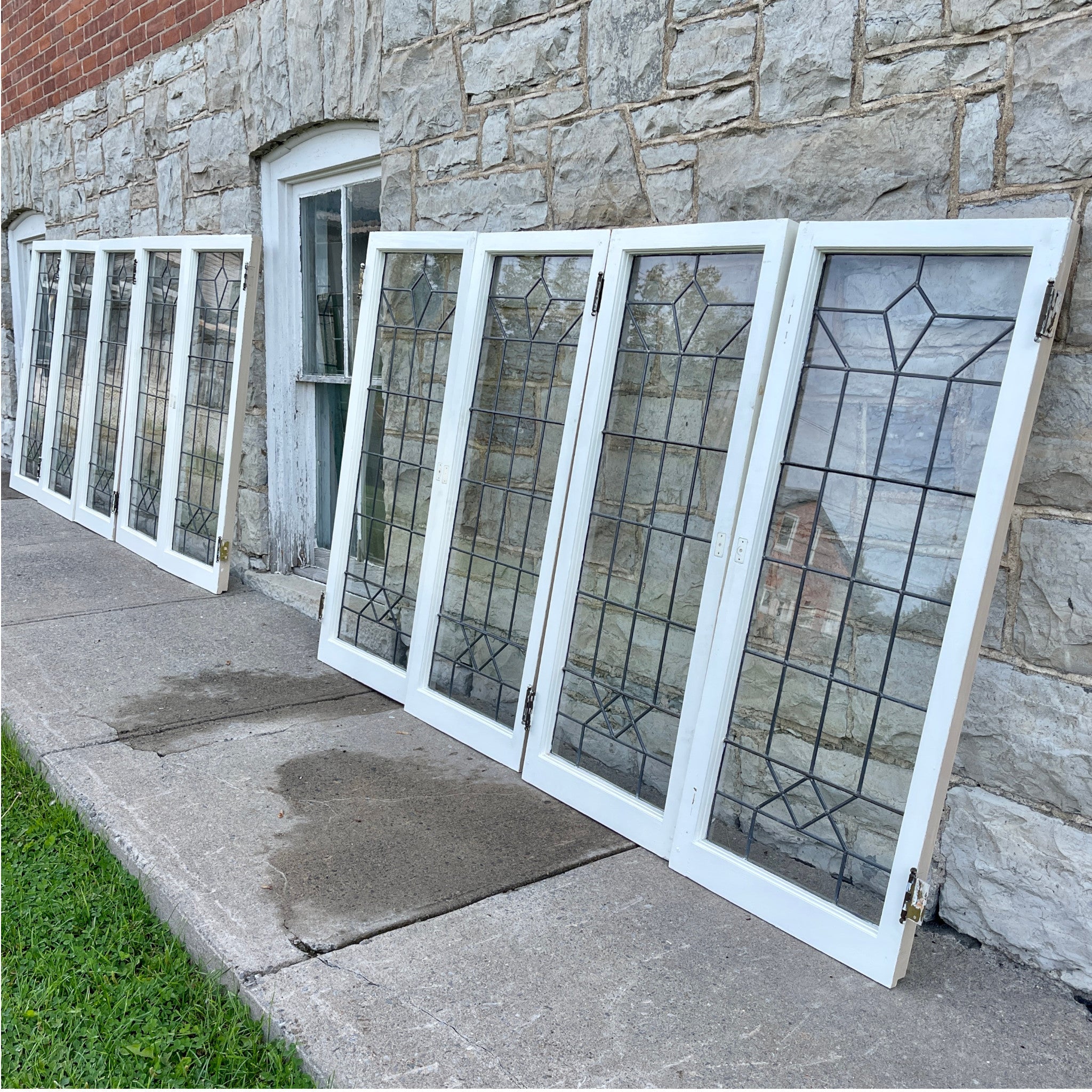 9 Antique Leaded Glass Windows - Salvage-Garden