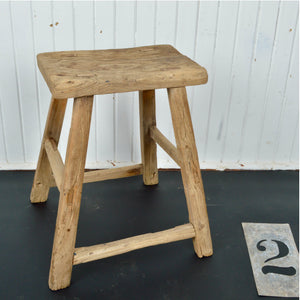 Antique Wooden Stool Salvage-Garden