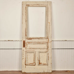 Antique 3 Panel Door with Lite - Salvage-Garden