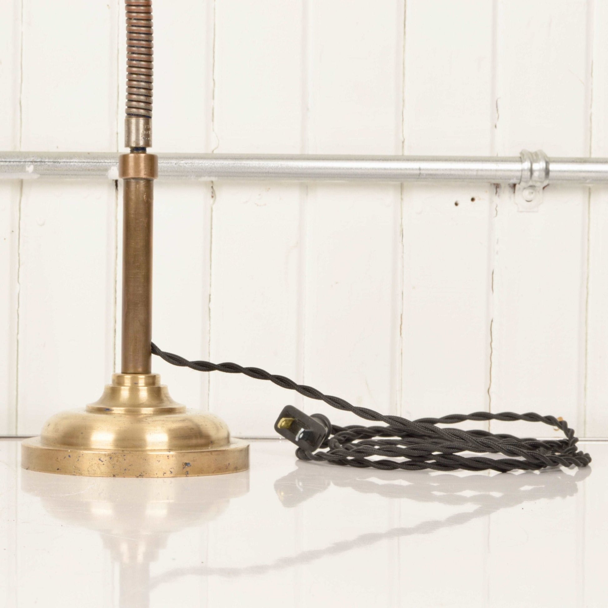 Antique Brass Gooseneck Lamp By Almond Mfg. Brooklyn NY c. 1910 - Salvage-Garden