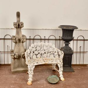Antique Cast Iron Campana Style Urn With Plinth - Salvage-Garden