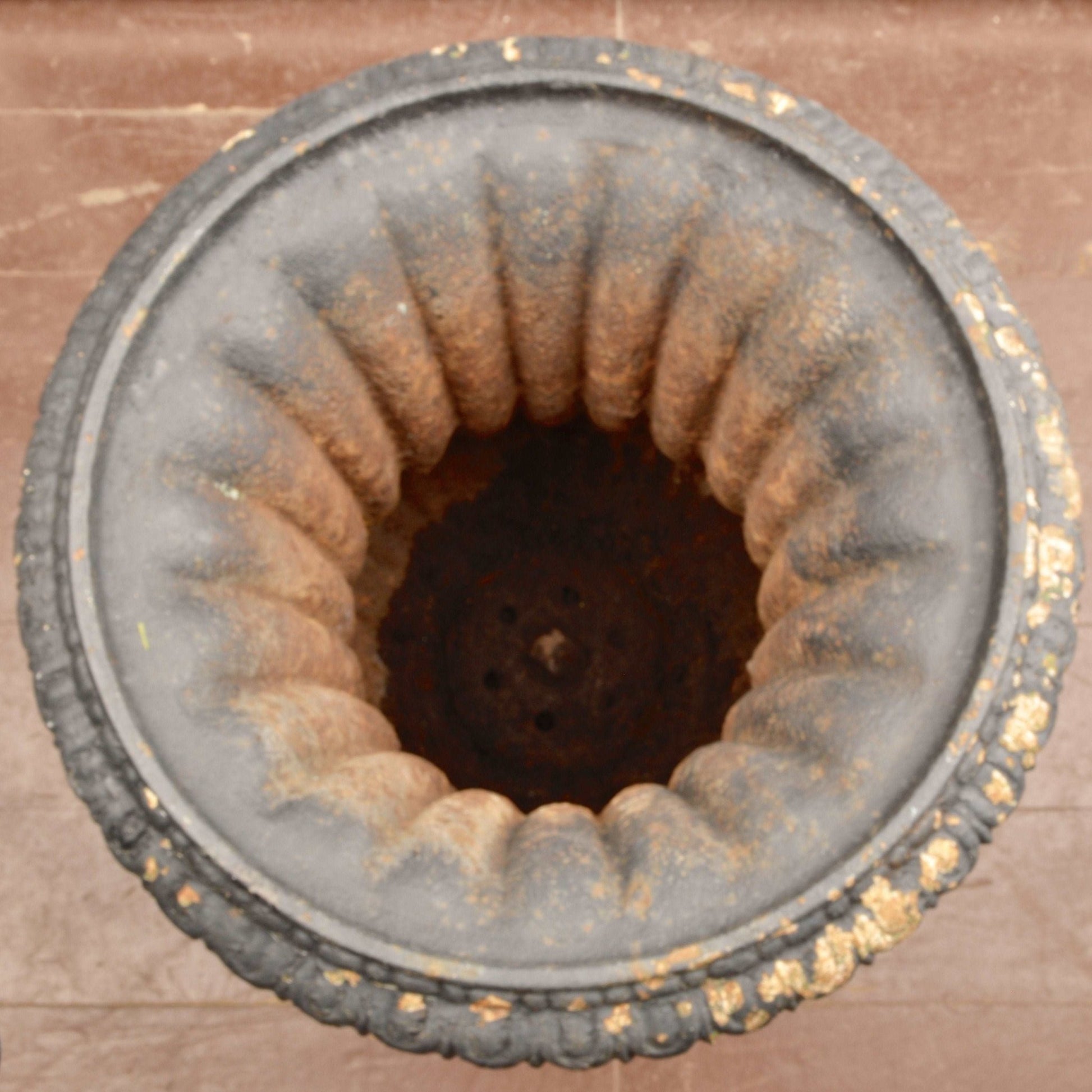 Antique Cast Iron Campana Style Urn With Plinth - Salvage-Garden