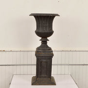 Antique Cast Iron Campana Style Urn With Plinth - Salvage-Garden