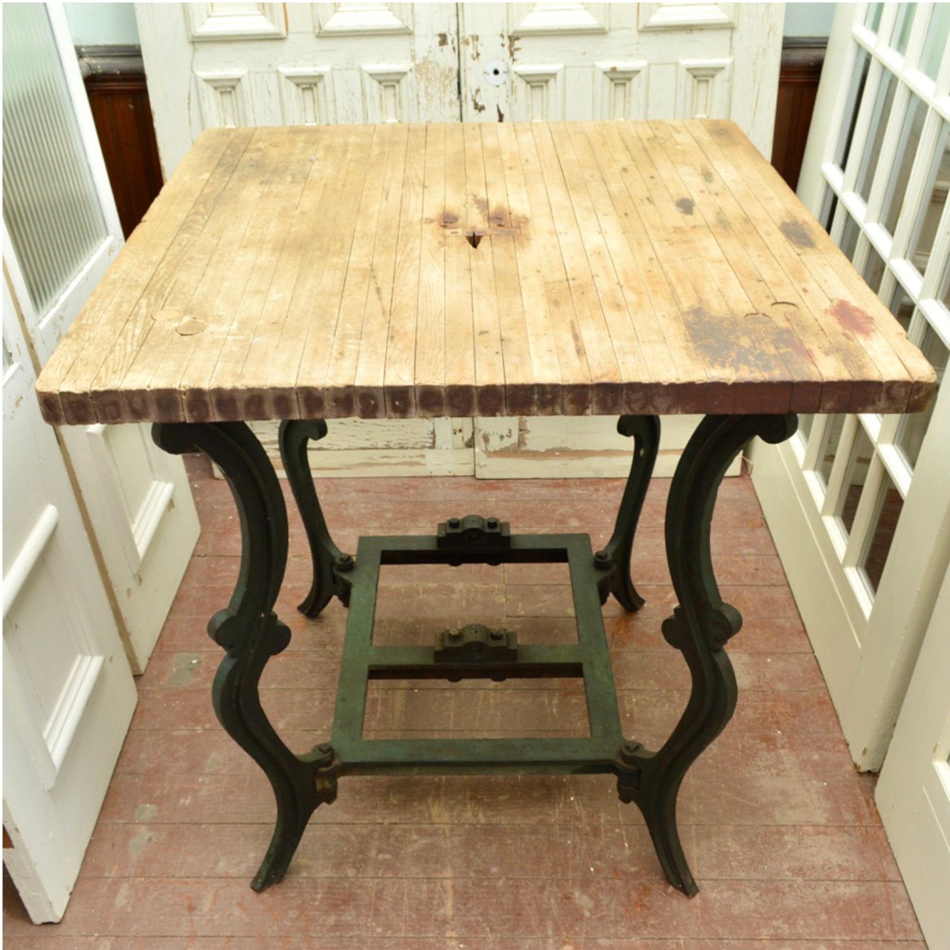 Antique Cast Iron Industrial Table - Salvage-Garden