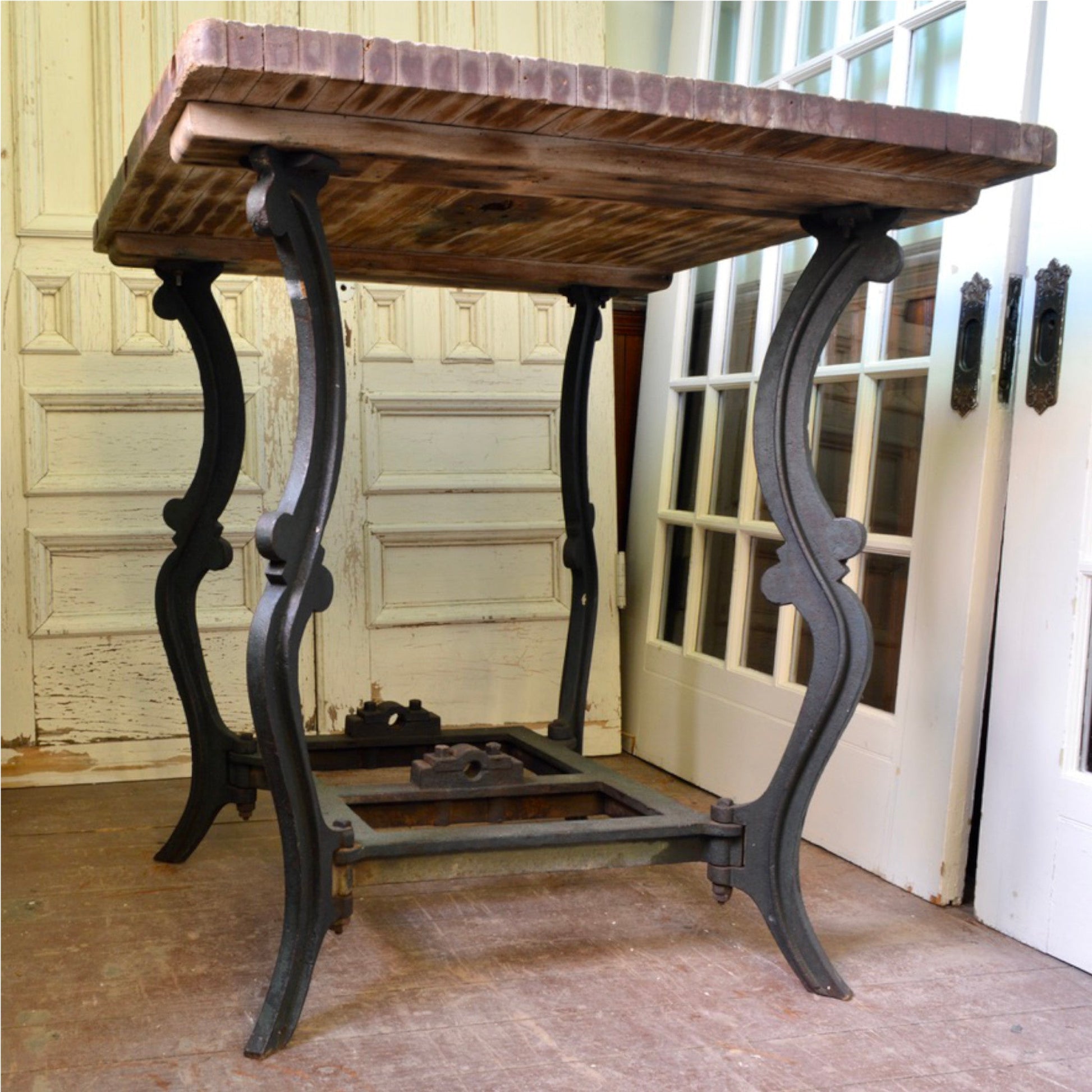 Antique Cast Iron Industrial Table - Salvage-Garden