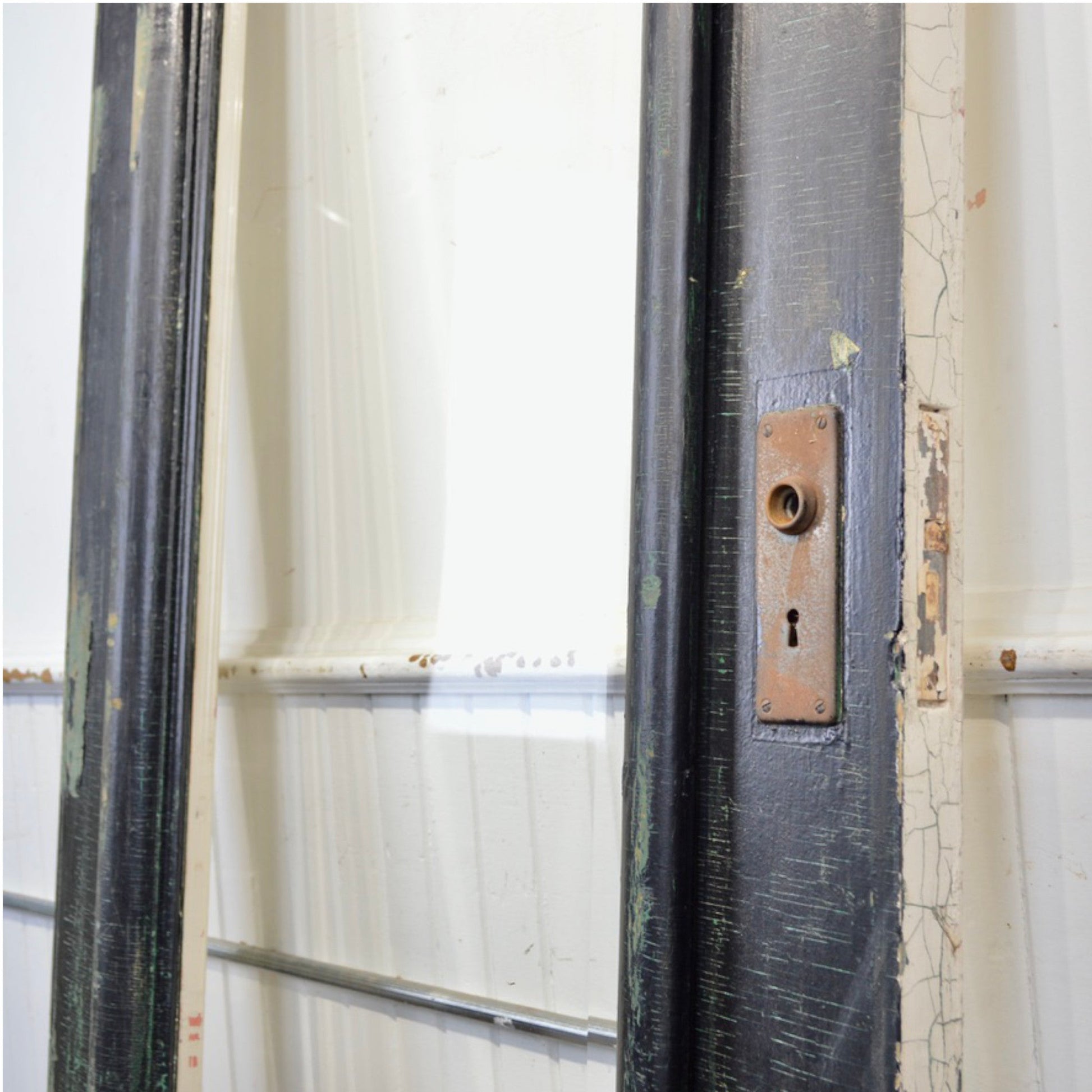 Antique Door With Bevelled Glass Window - Salvage-Garden