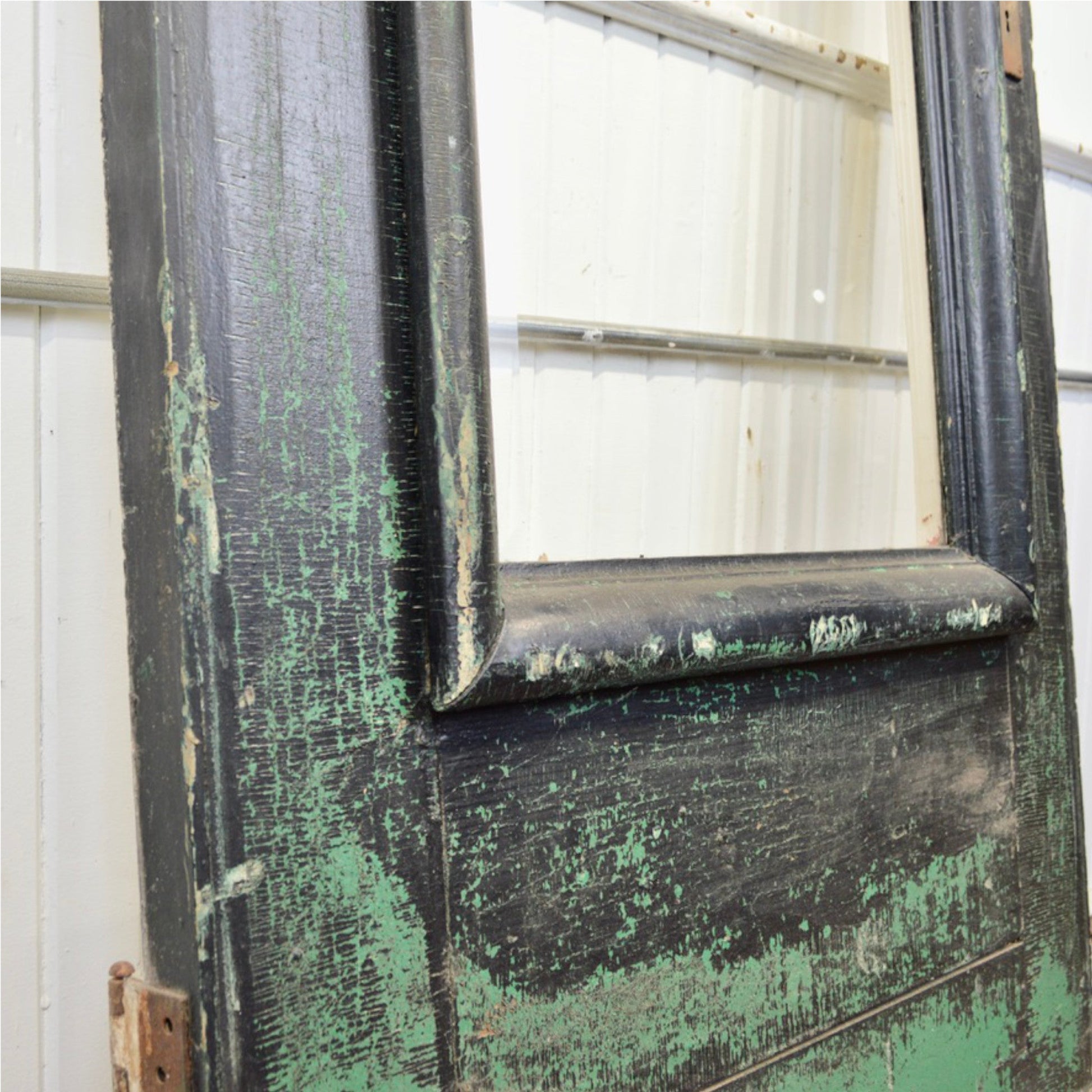 Antique Door With Bevelled Glass Window - Salvage-Garden
