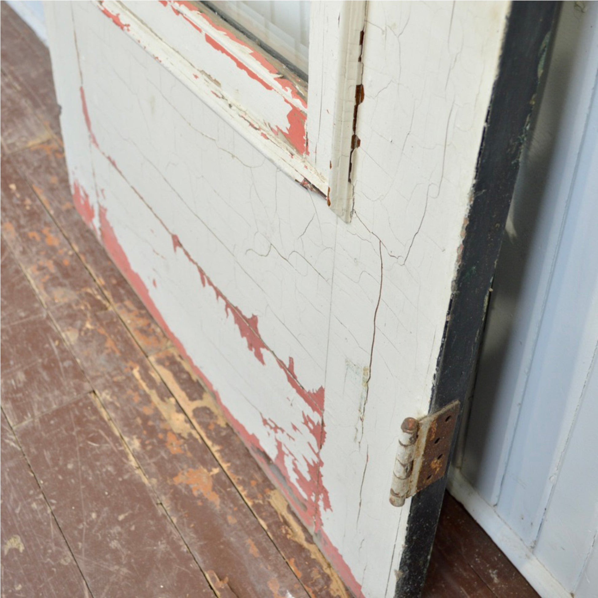 Antique Door With Bevelled Glass Window - Salvage-Garden