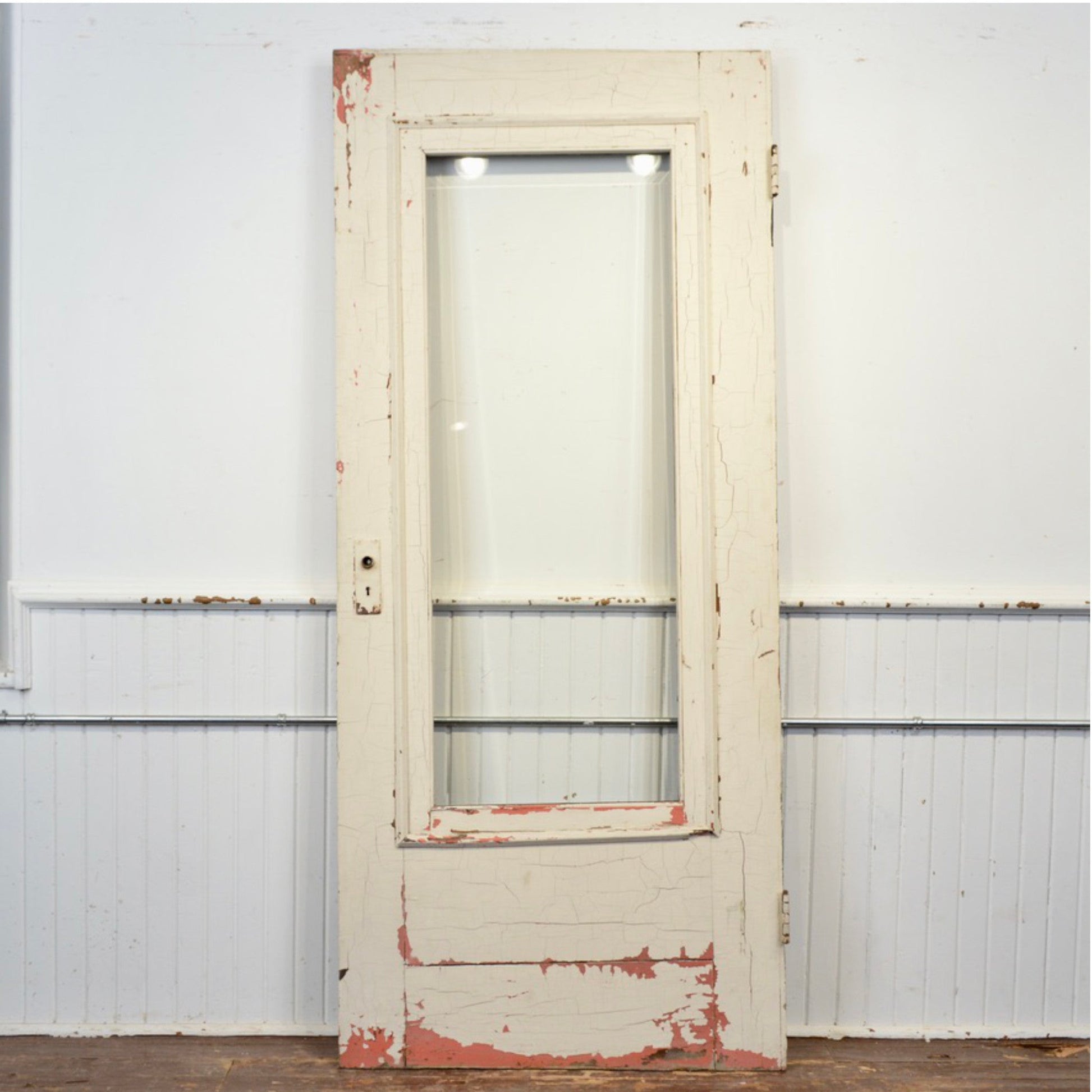 Antique Door With Bevelled Glass Window - Salvage-Garden