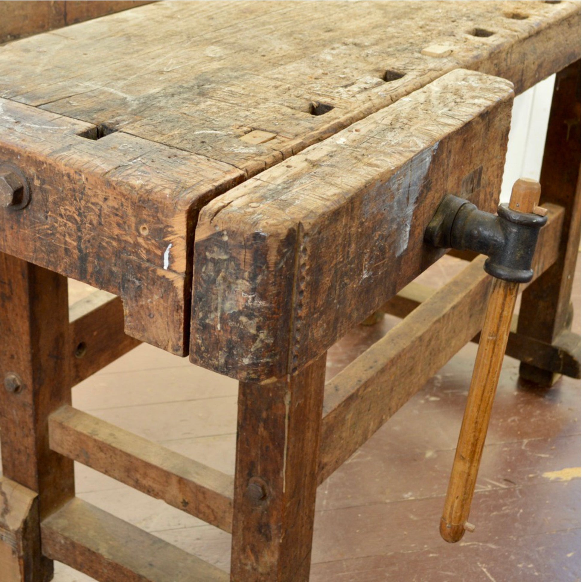 Antique Dutch Carpenter's Bench With 2 Vises - Salvage-Garden