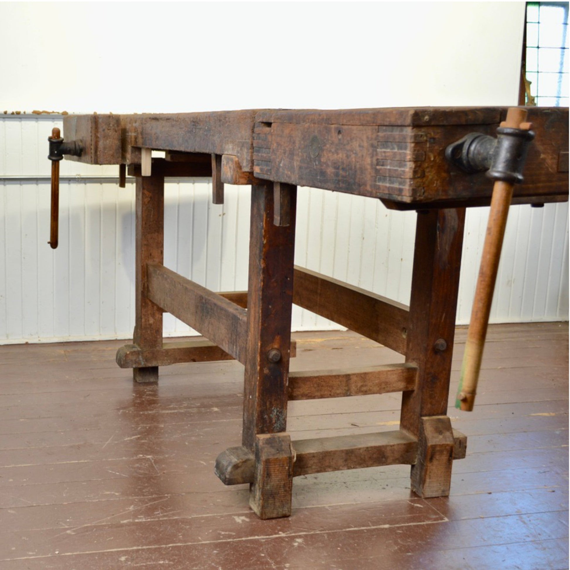 Antique Dutch Carpenter's Bench With 2 Vises - Salvage-Garden