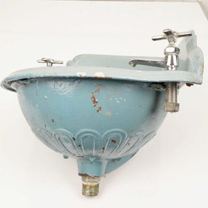 Antique Enamelled Cast Iron Corner Sink - Salvage-Garden
