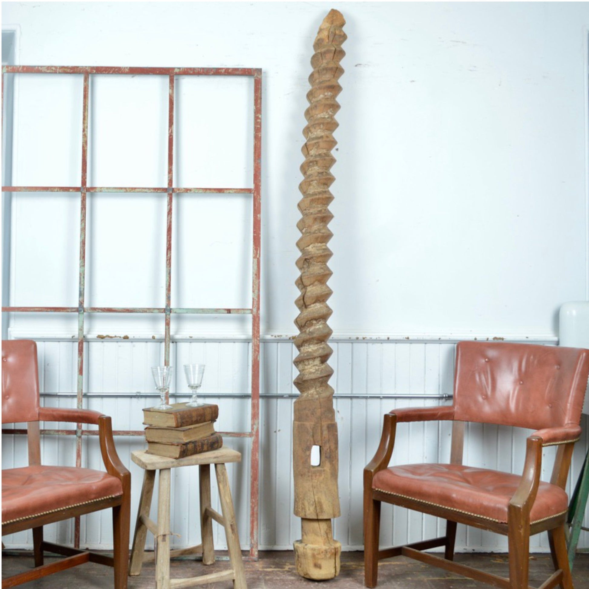 Antique French Wine Press Screw - Salvage-Garden