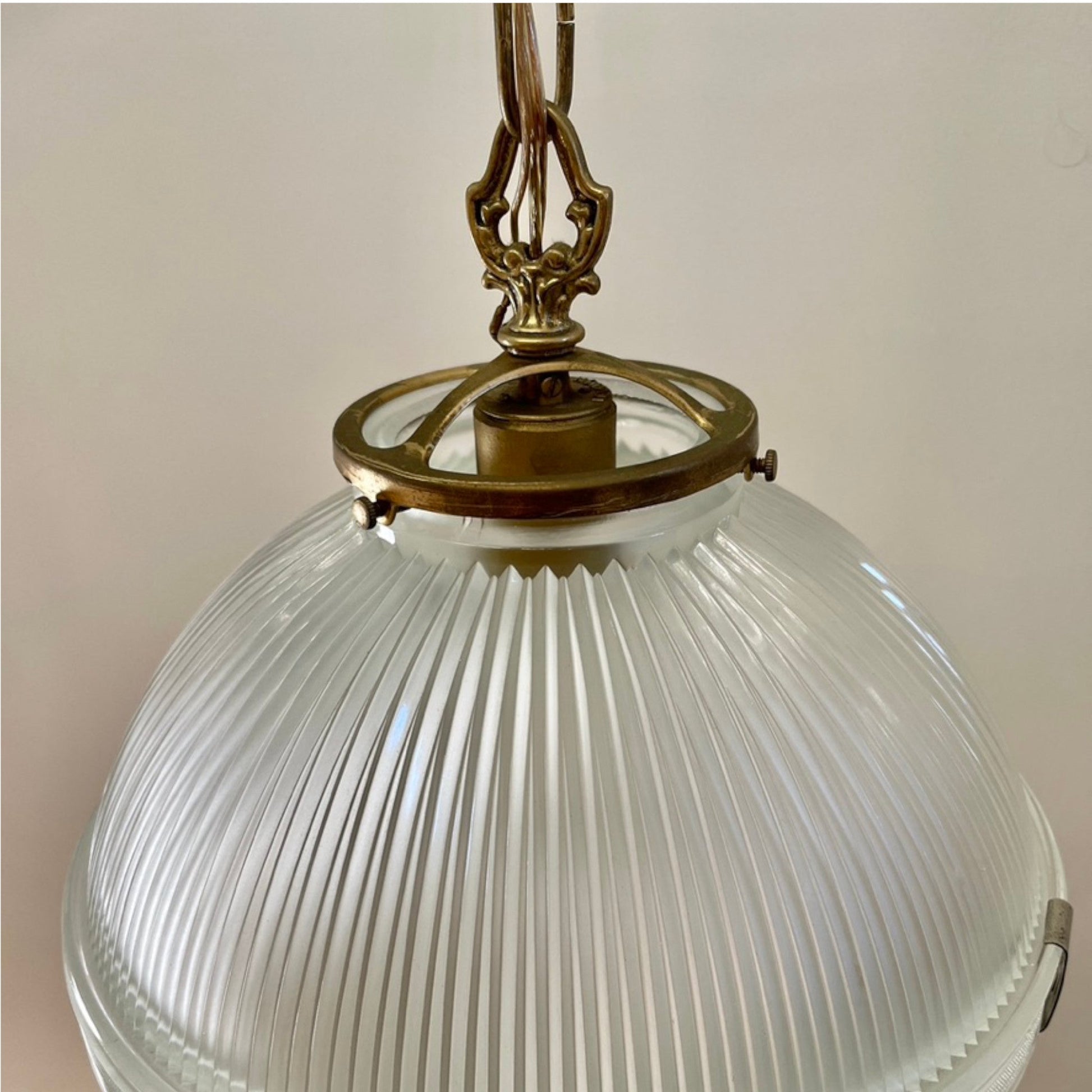 Antique Holophane Pendant Light - Salvage-Garden