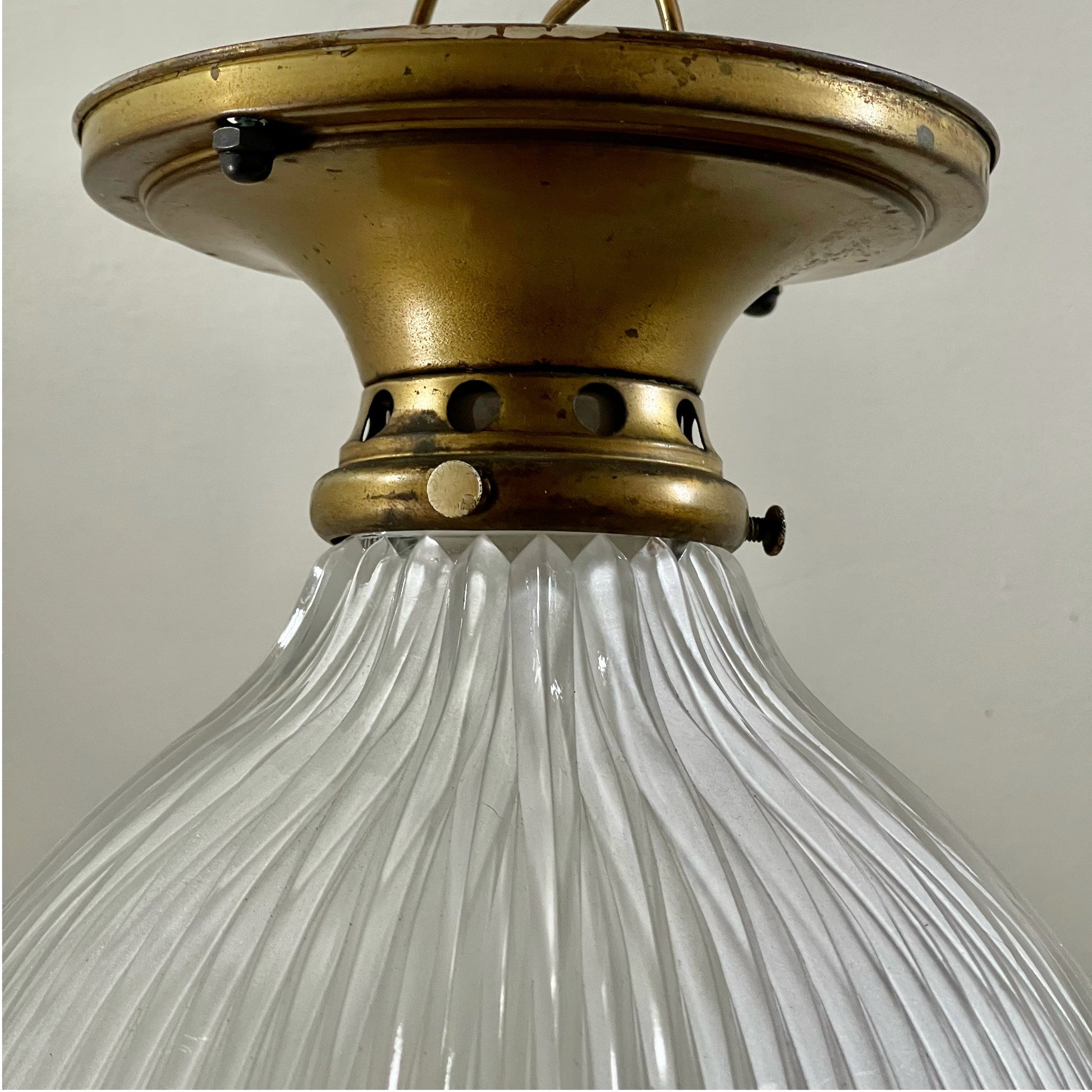 Antique Holophane Pendant Light - Salvage-Garden