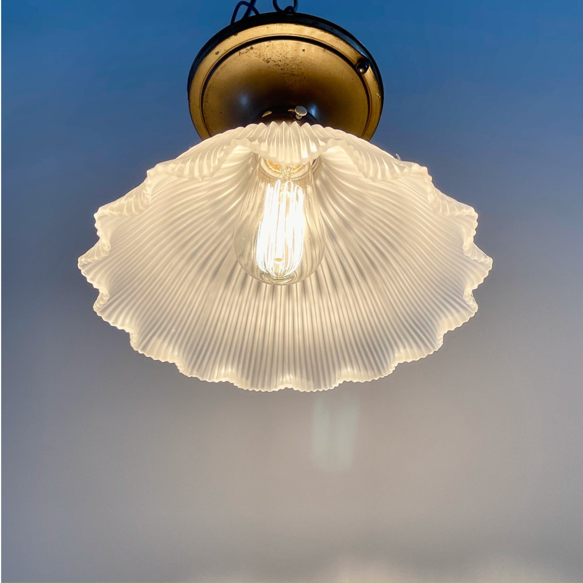 Antique Holophane Pendant Light - Salvage-Garden