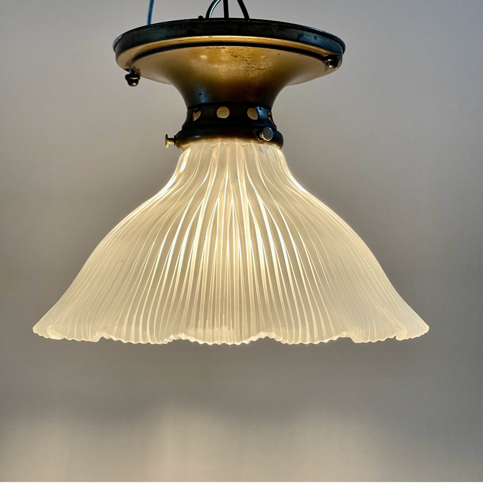 Antique Holophane Pendant Light - Salvage-Garden