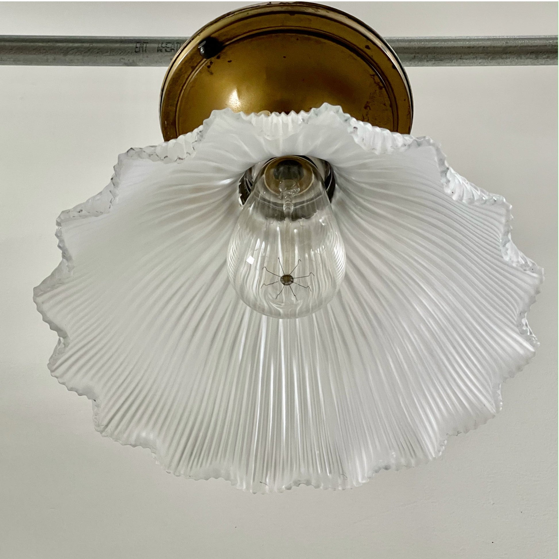 Antique Holophane Pendant Light - Salvage-Garden