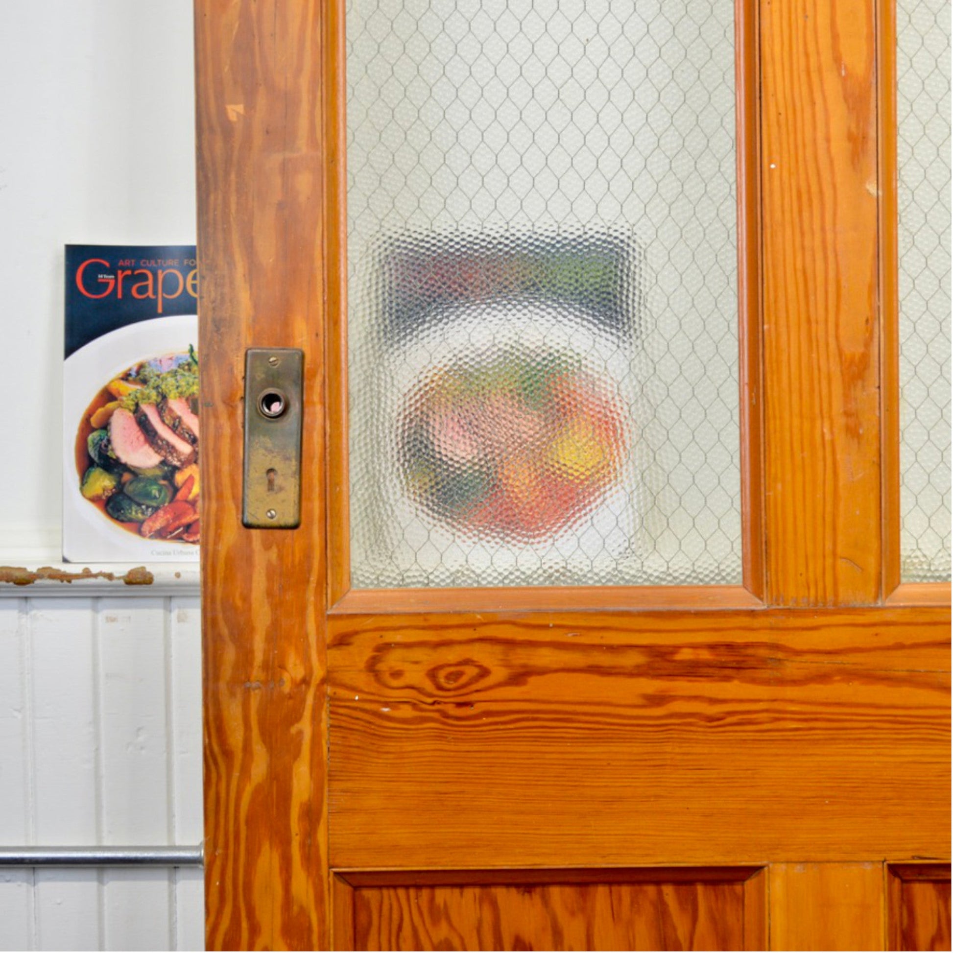 Antique Institutional Door With Transom - Salvage-Garden