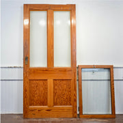 Antique Institutional Door With Transom - Salvage-Garden