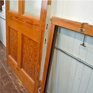 Antique Institutional Door With Transom - Salvage-Garden