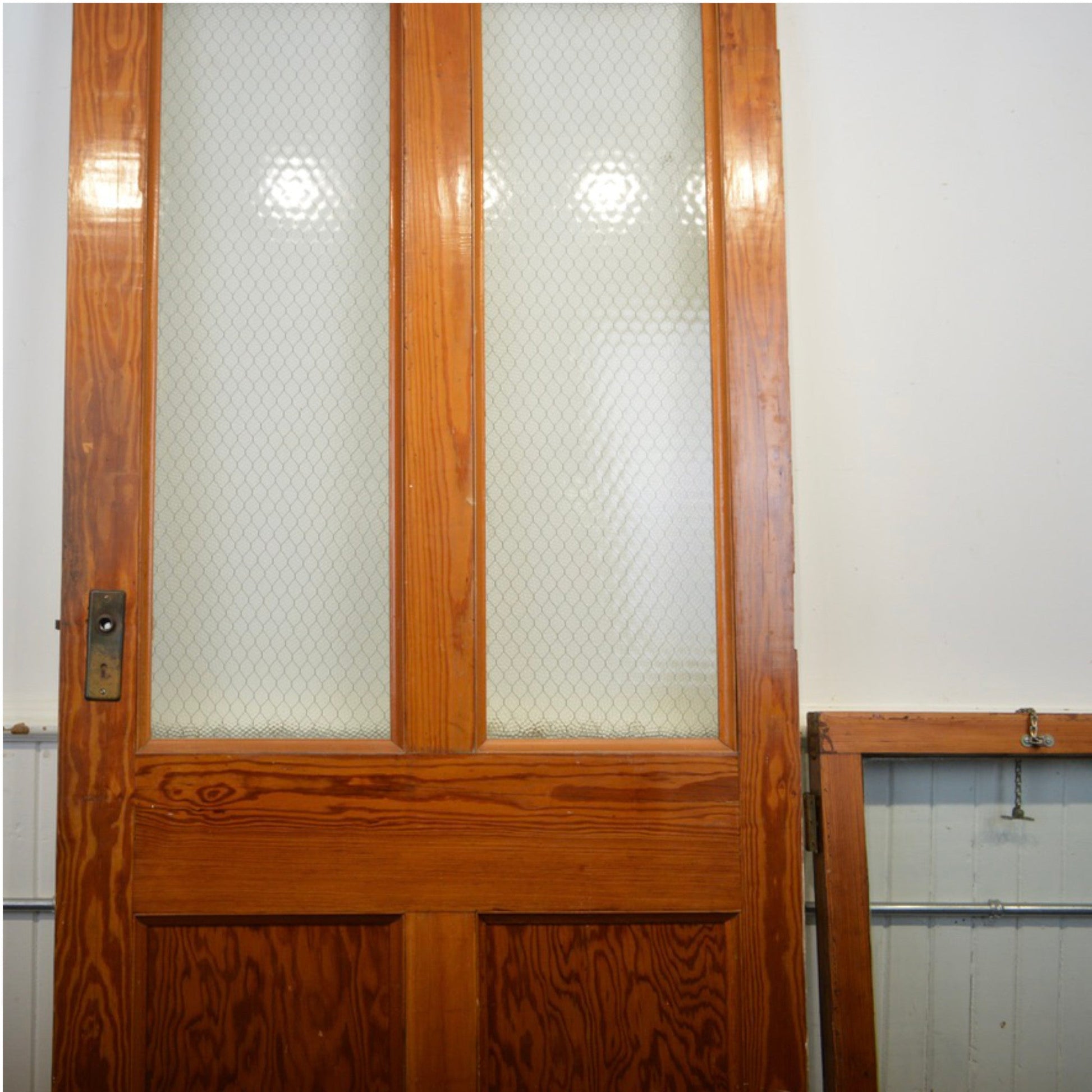 Antique Institutional Door With Transom - Salvage-Garden