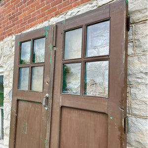 Antique Institutional Doors With Arched Transom Window - Salvage-Garden