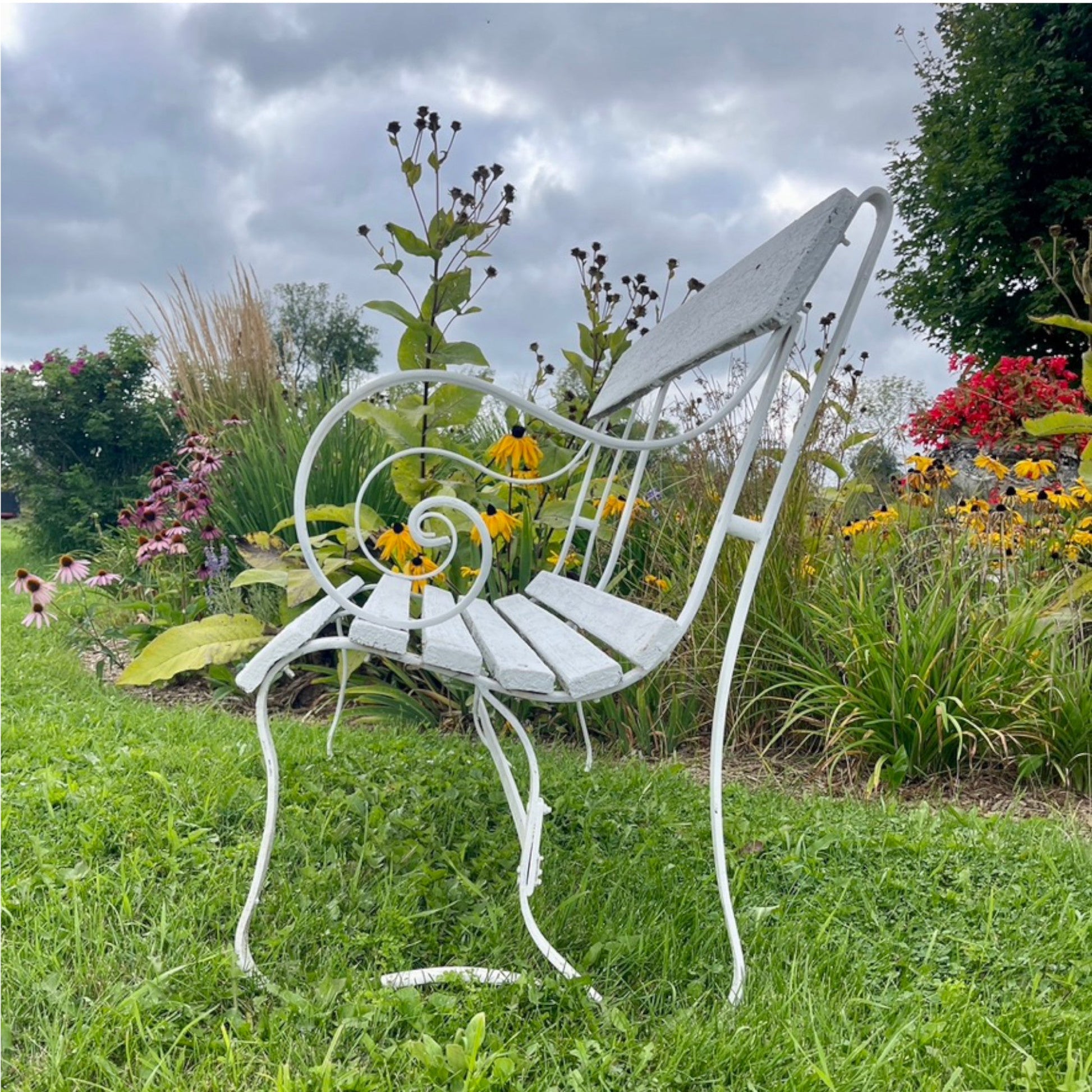 Antique Iron Garden Bench - Salvage-Garden