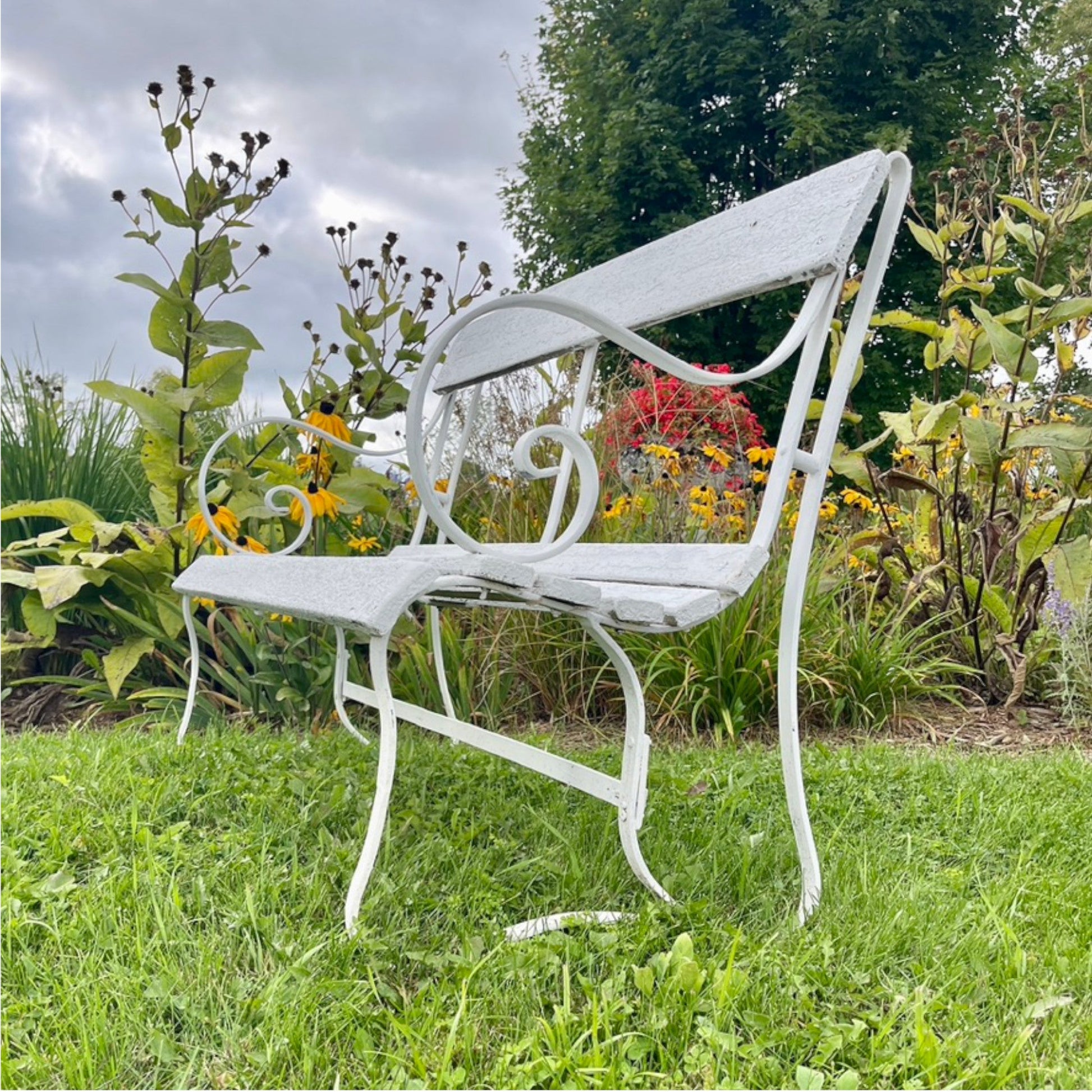 Antique Iron Garden Bench - Salvage-Garden