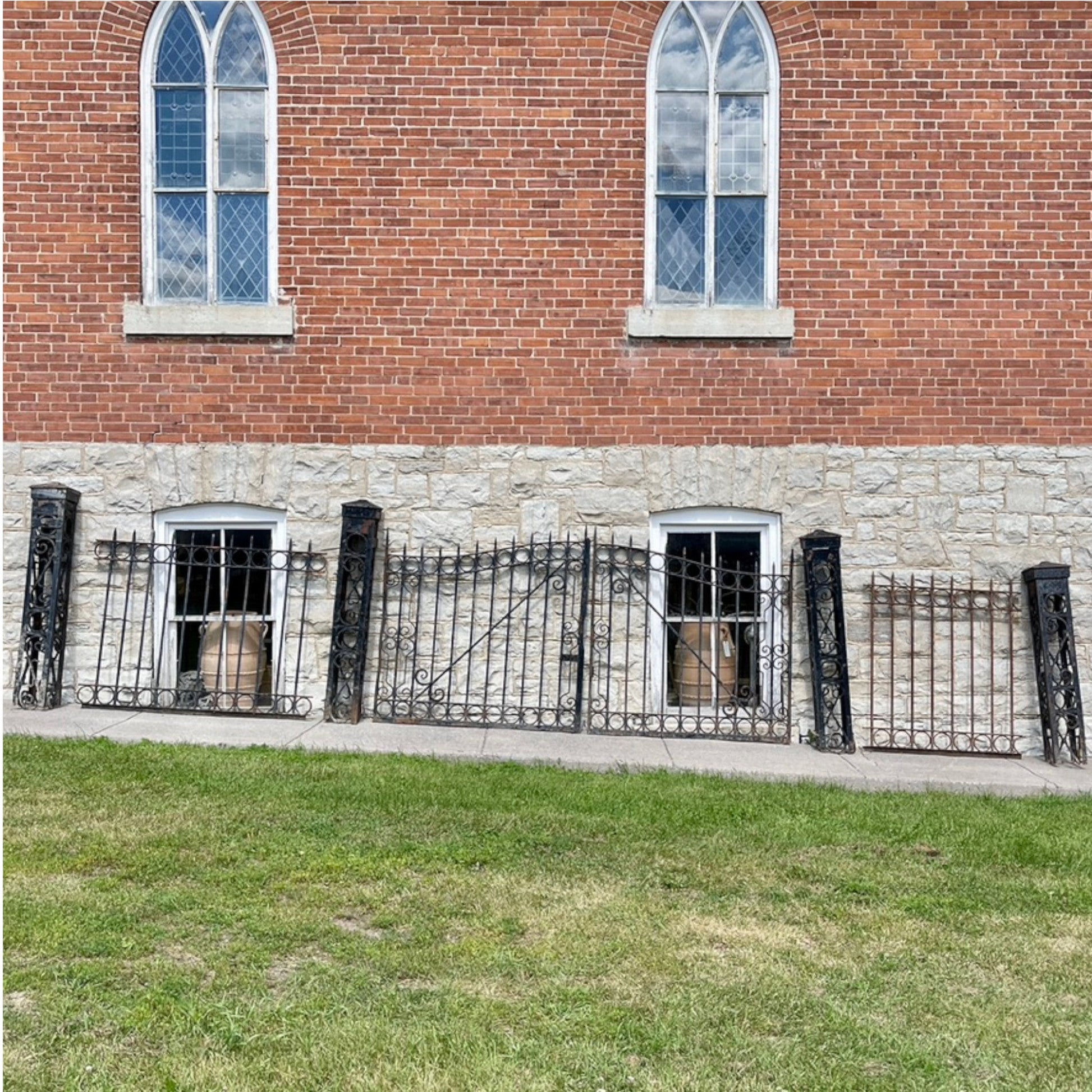 Antique Iron Gates, Fence Sections and 4 Posts - Salvage-Garden