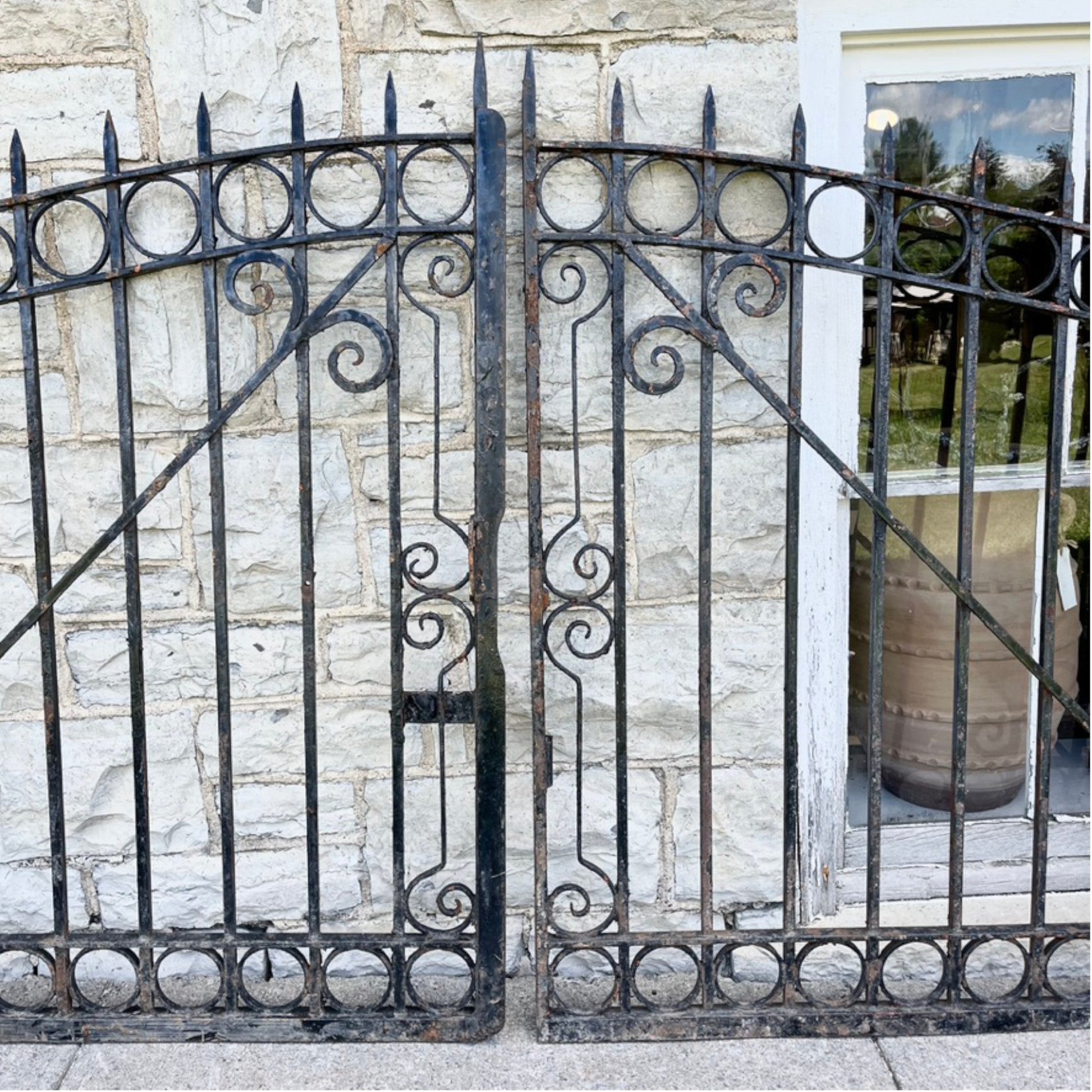 Antique Iron Gates, Fence Sections and 4 Posts - Salvage-Garden