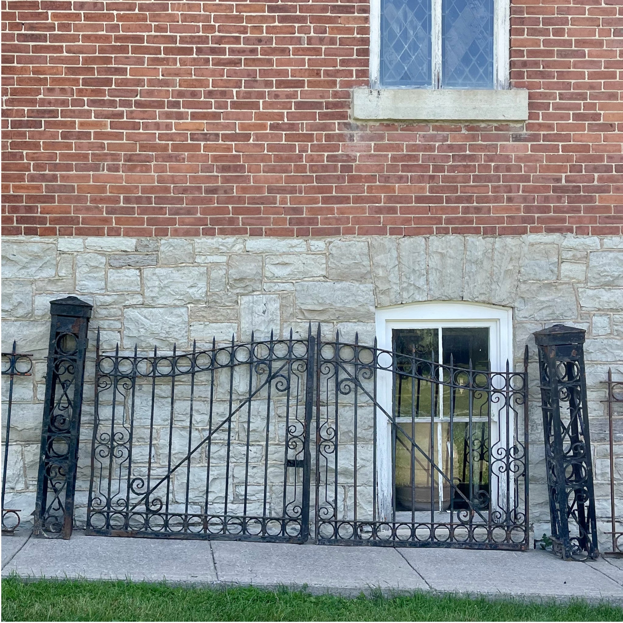 Antique Iron Gates, Fence Sections and 4 Posts - Salvage-Garden