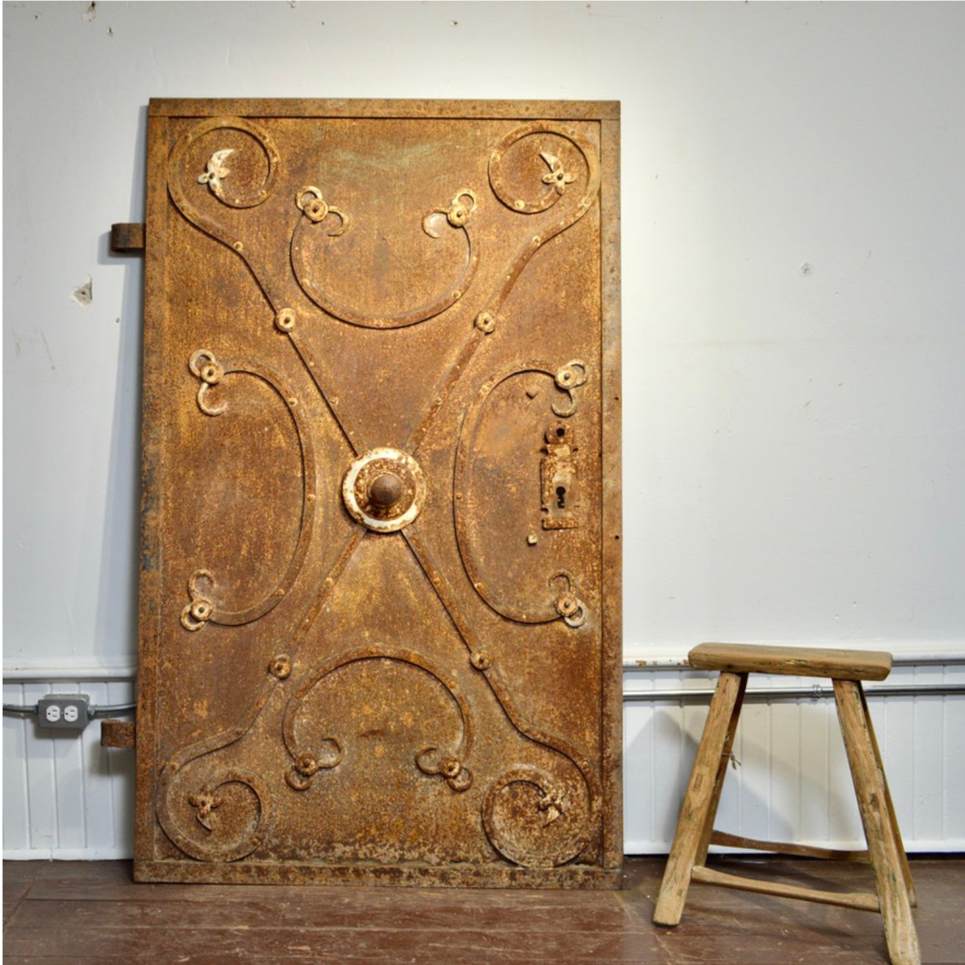 Antique Iron Wine Cellar Door - Salvage-Garden