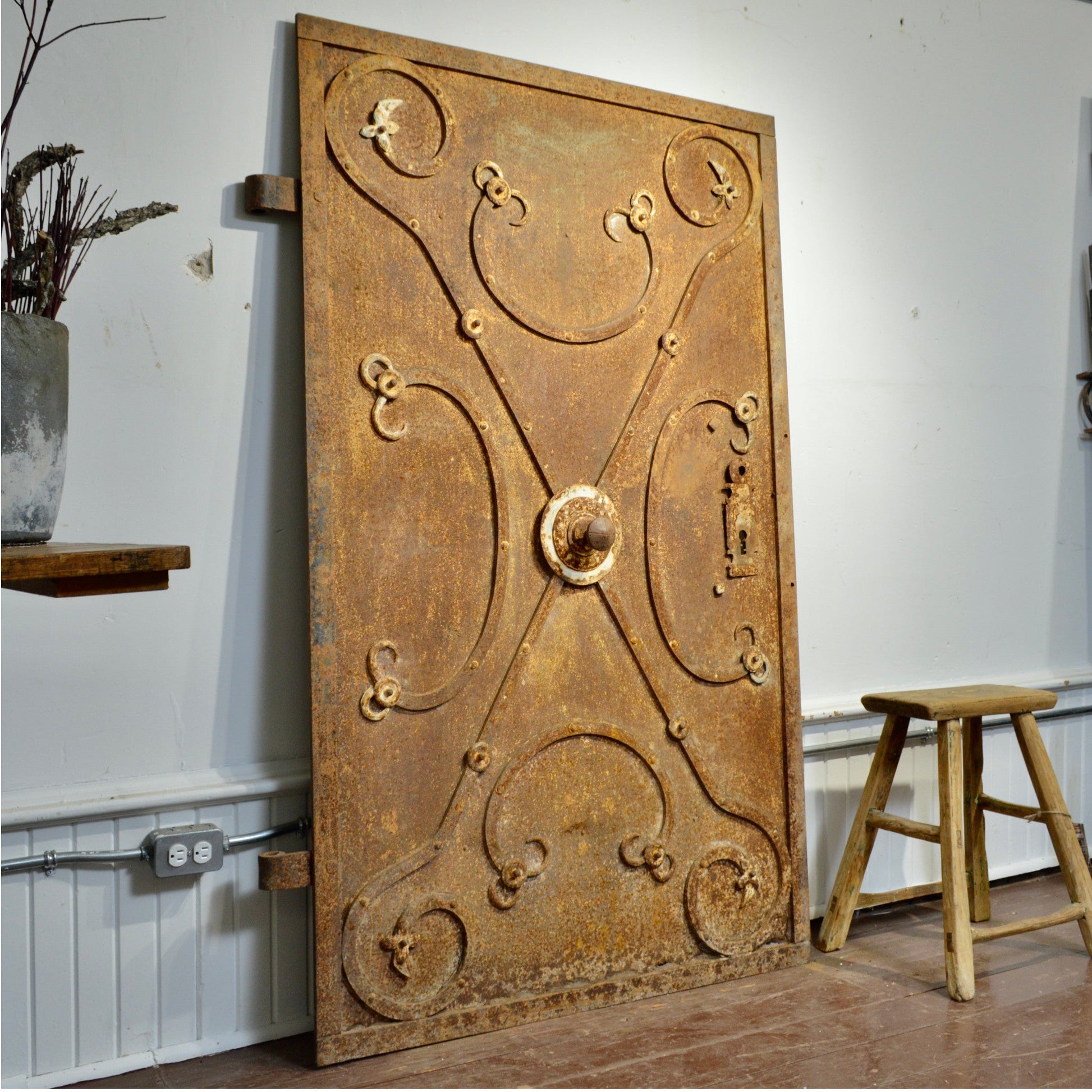 Antique Iron Wine Cellar Door - Salvage-Garden