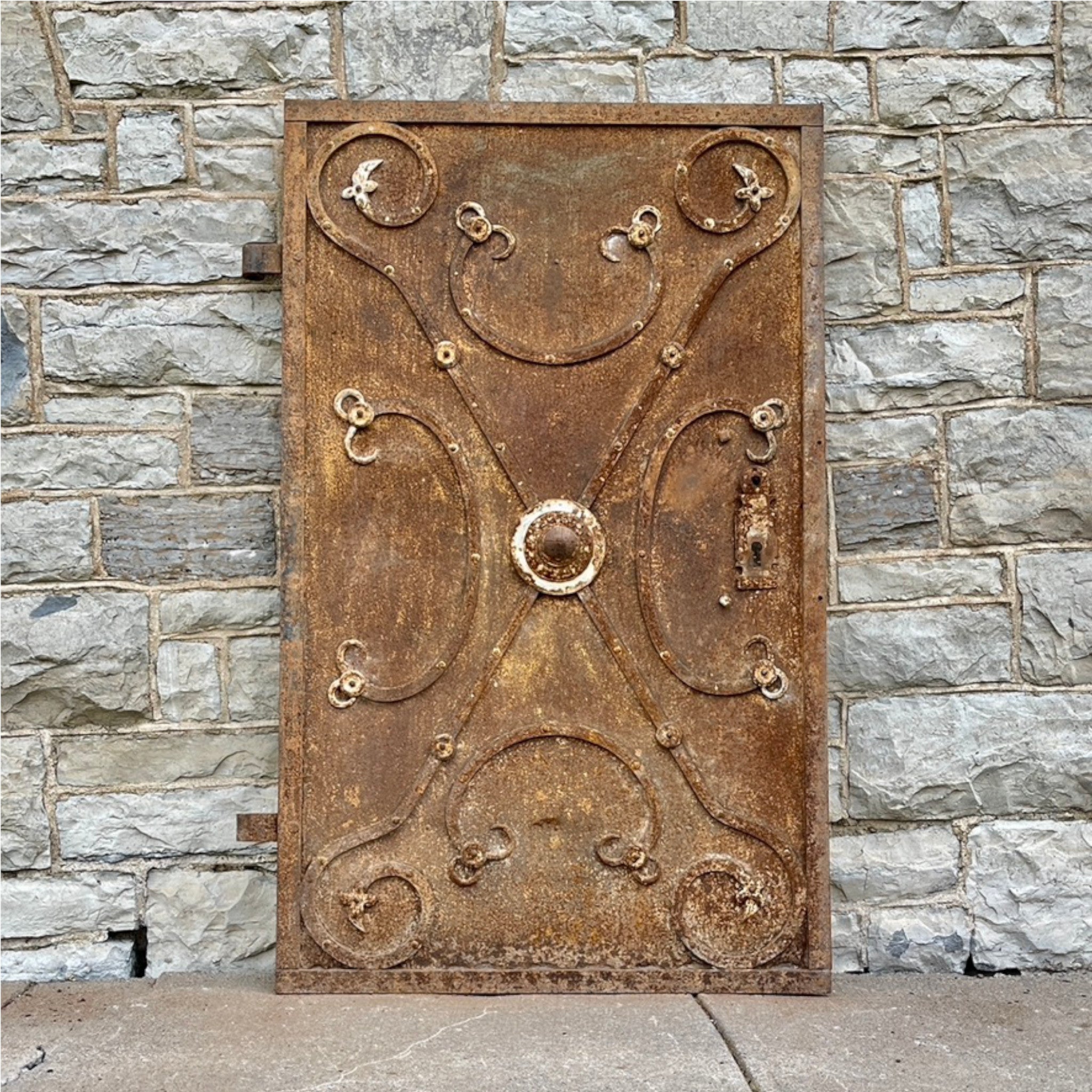 Antique Iron Wine Cellar Door - Salvage-Garden