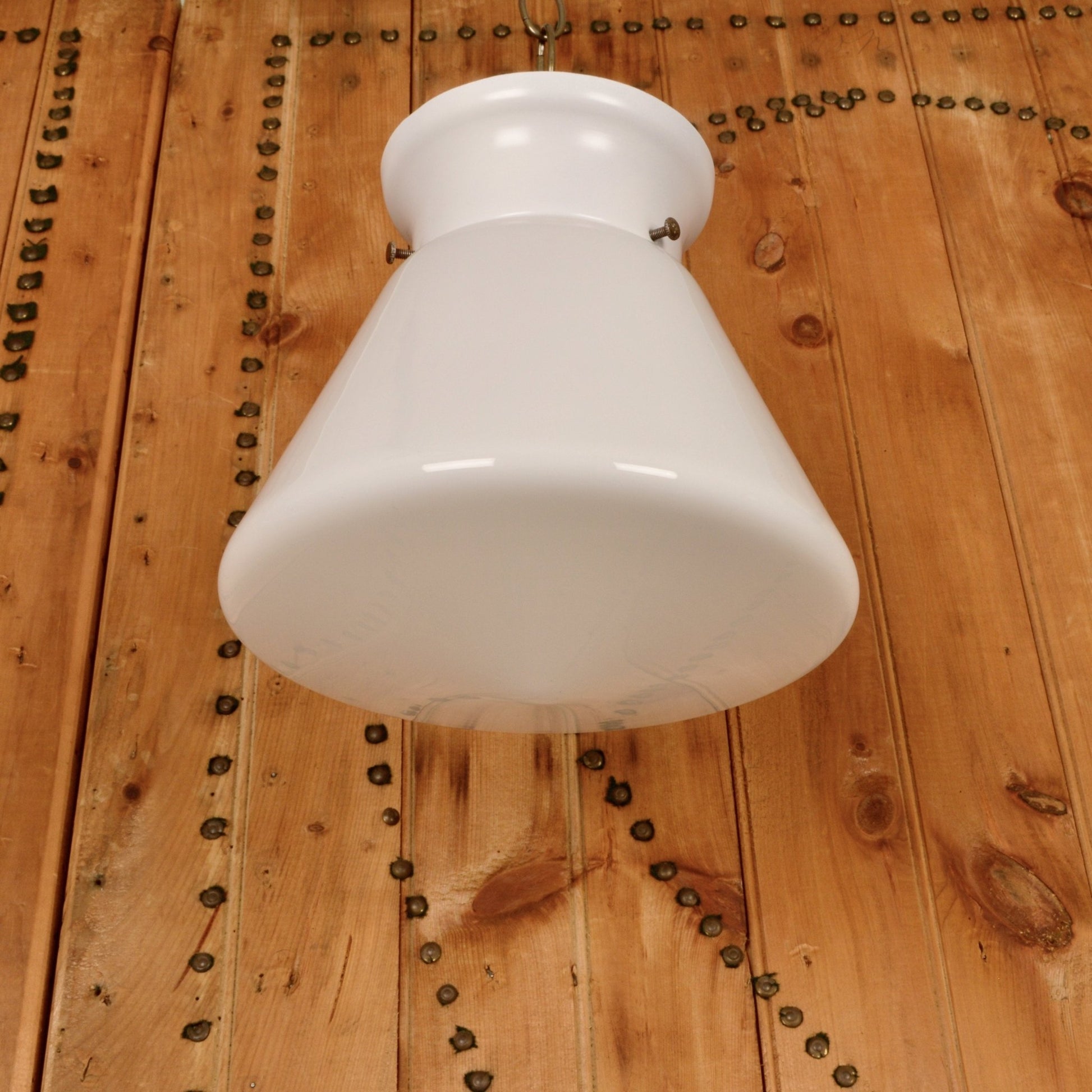 Antique Light With Conical Opaline Shade - Salvage-Garden