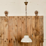 Antique Milk Glass Pendant Light With Brass Fittings - Salvage-Garden